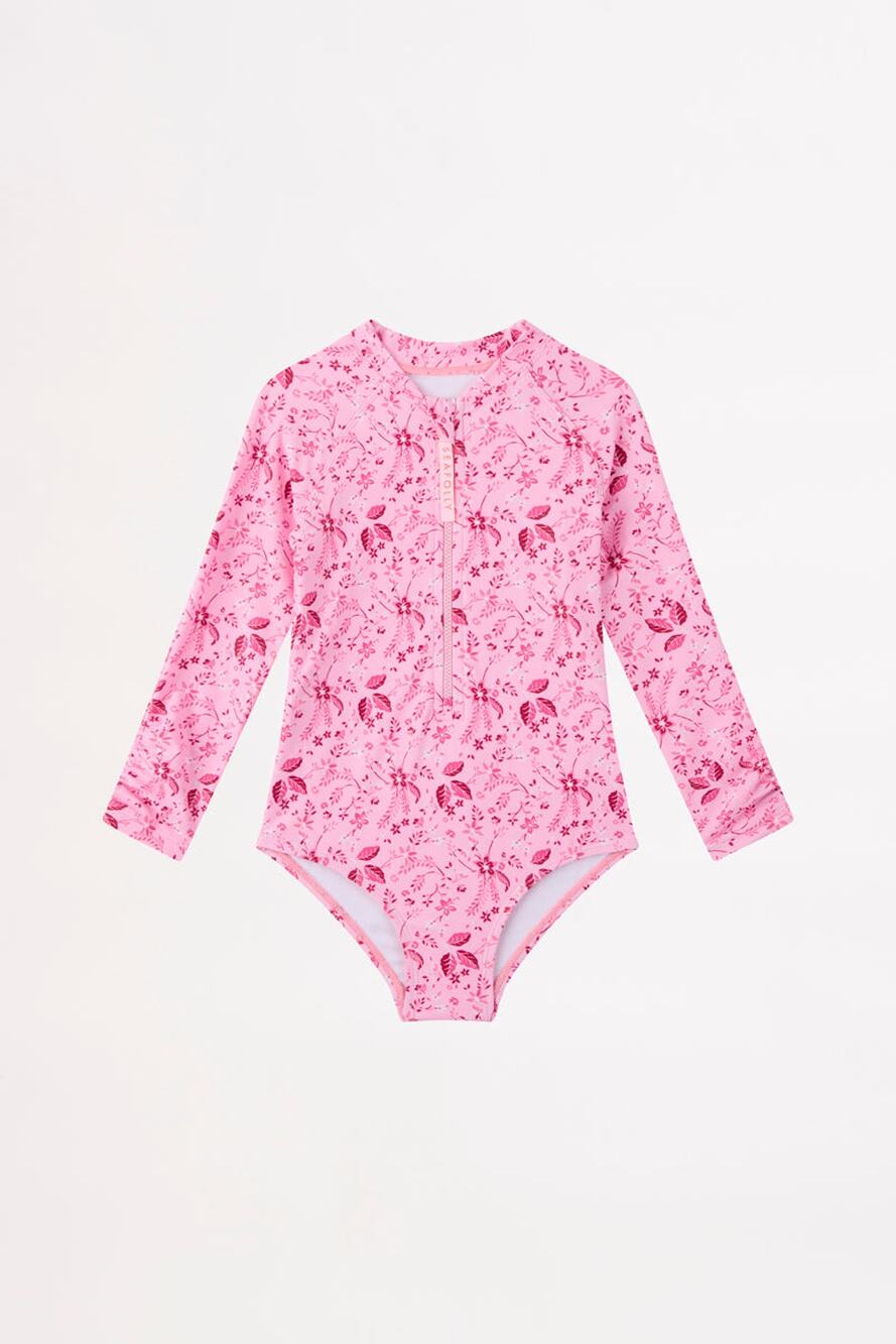 Seafolly Girls Silk Road Ruffle Back Paddlesuit - Pink NWT SIZE 3 7
